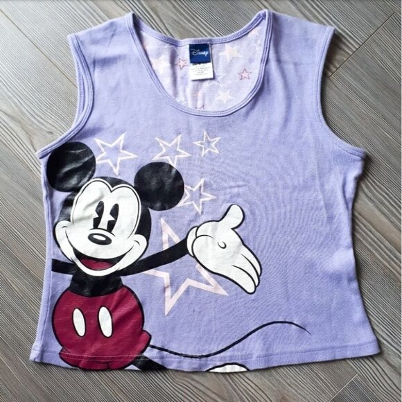 𝅺vintage MICKEY MOUSE STARS DISNEY CROPPED … - Picture 1 of 2